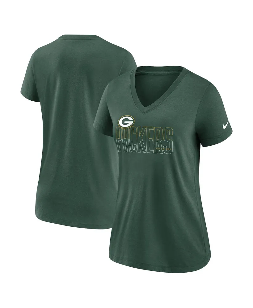 Women's Nike Heathered Green Green Bay Packers Lock Up Tri-Blend V-Neck T-shirt