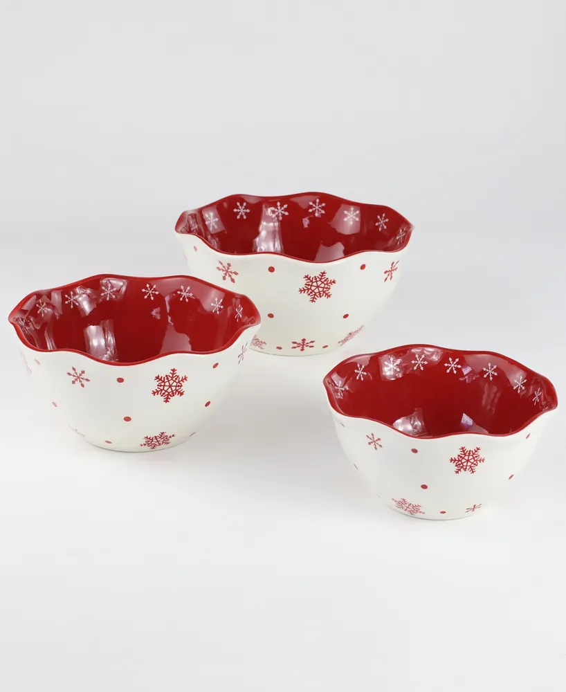 Euro Ceramica Winterfest 3 Piece Nesting Bowl Set