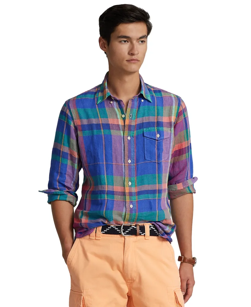 polo ralph lauren plaid linen shirt