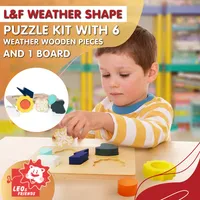 Leo & Friends Weather Shape Puzzle Kit with 6 Weather Wooden Pieces and 1 Board