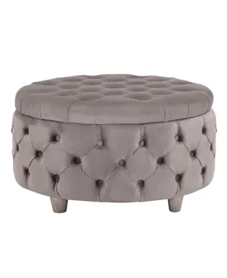 WestinTrends Round Velvet Tufted Storage Ottoman for Living Room Bedroom