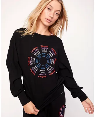Rebody Active Women's Karma Graphic Viscose Blend Long Sleeve Top for Women