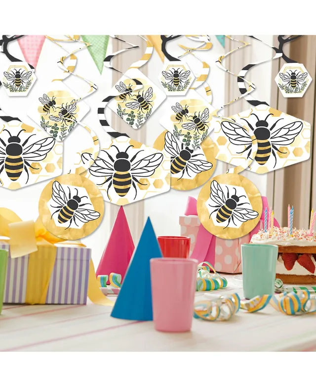 Big Dot of Happiness - Honey Bee - Baby Shower or Birthday Party Hanging Decor - Party Decoration Swirls - Set of 40