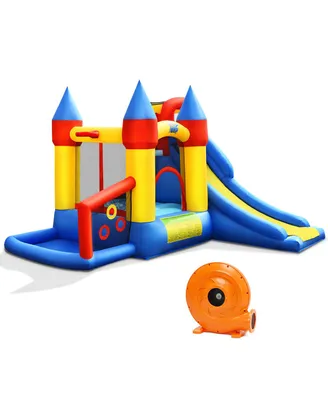 Inflatable Bounce House Slide Bouncer Kids Castle Jumper w/ Balls & 780W Blower