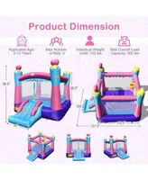 Costway Inflatable Bounce House 3-in-1 Princess Theme Inflatable Castle w/ 480W Blower