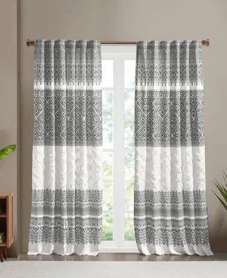 Mila Cotton Curtain Panel with Chenille Detail and Lining, 50"W x 84"L