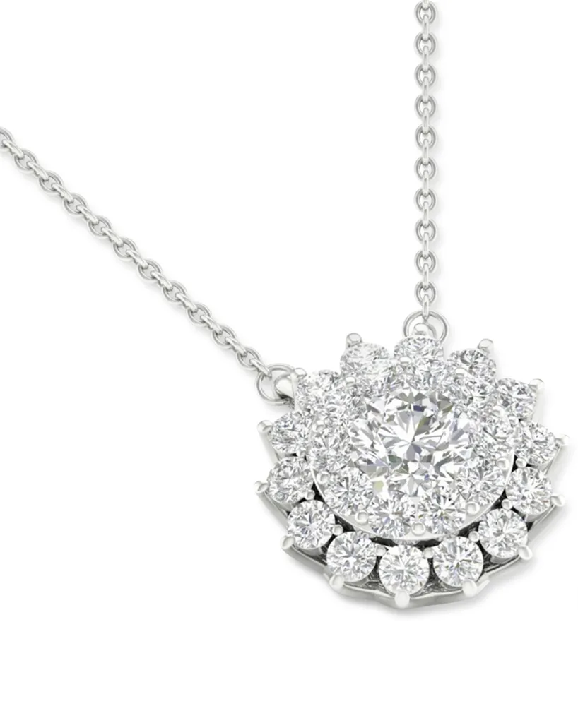 Forever Grown Diamonds Lab Grown Diamond Sunburst 18" Pendant Necklace (1/2 ct. t.w.) in Sterling Silver