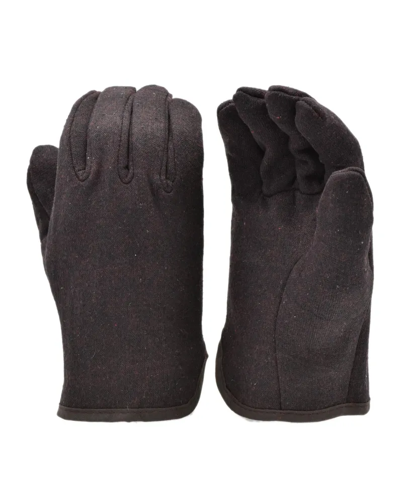 G & F Products Brown Jersey Work Gloves w/ Fleece Lining, 12 pairs