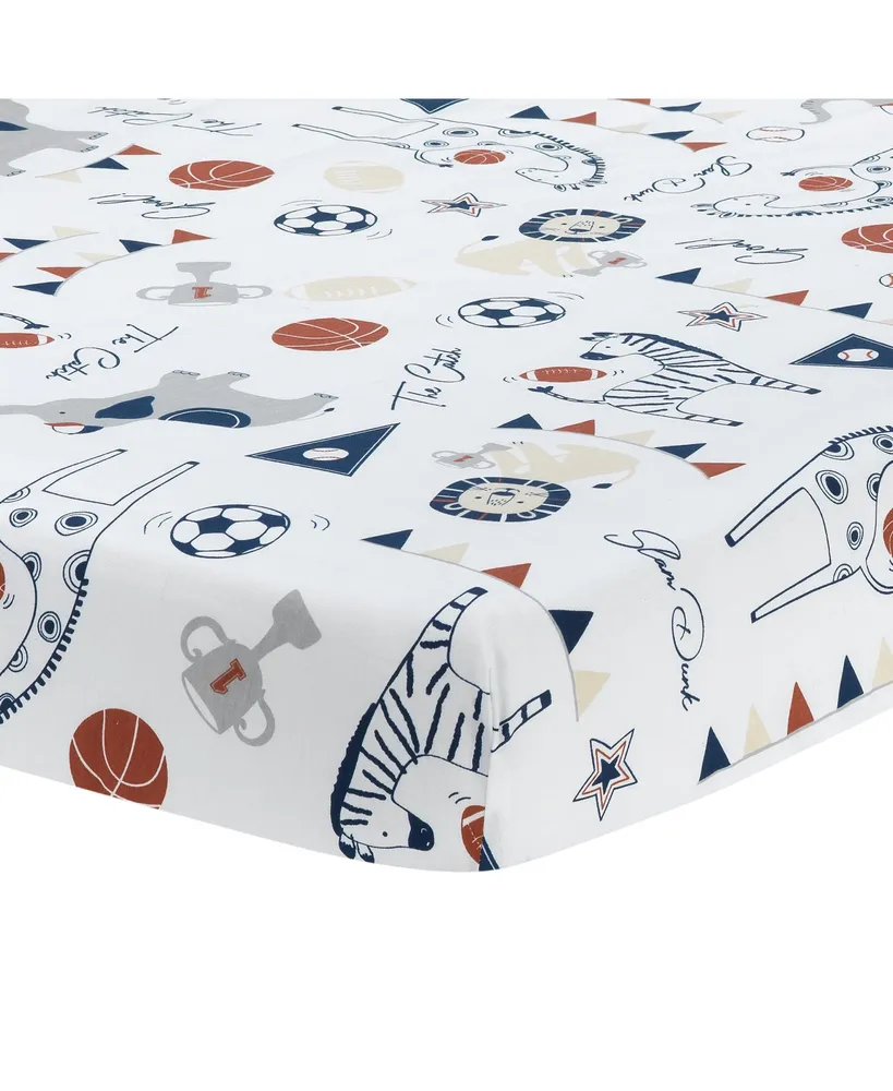 Lambs & Ivy Hall of Fame Animals/Sports 100% Cotton Fitted Baby Crib Sheet