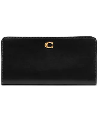 Coach Smooth Skinny Snap-Tab Closure Leather Wallet