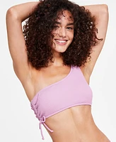 Salt + Cove Juniors' One-Shoulder Side-Shirred Bikini Top, Created For Macy's