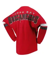 Women's Fanatics Red Tampa Bay Buccaneers Spirit Jersey Lace-Up V-Neck Long Sleeve T-shirt