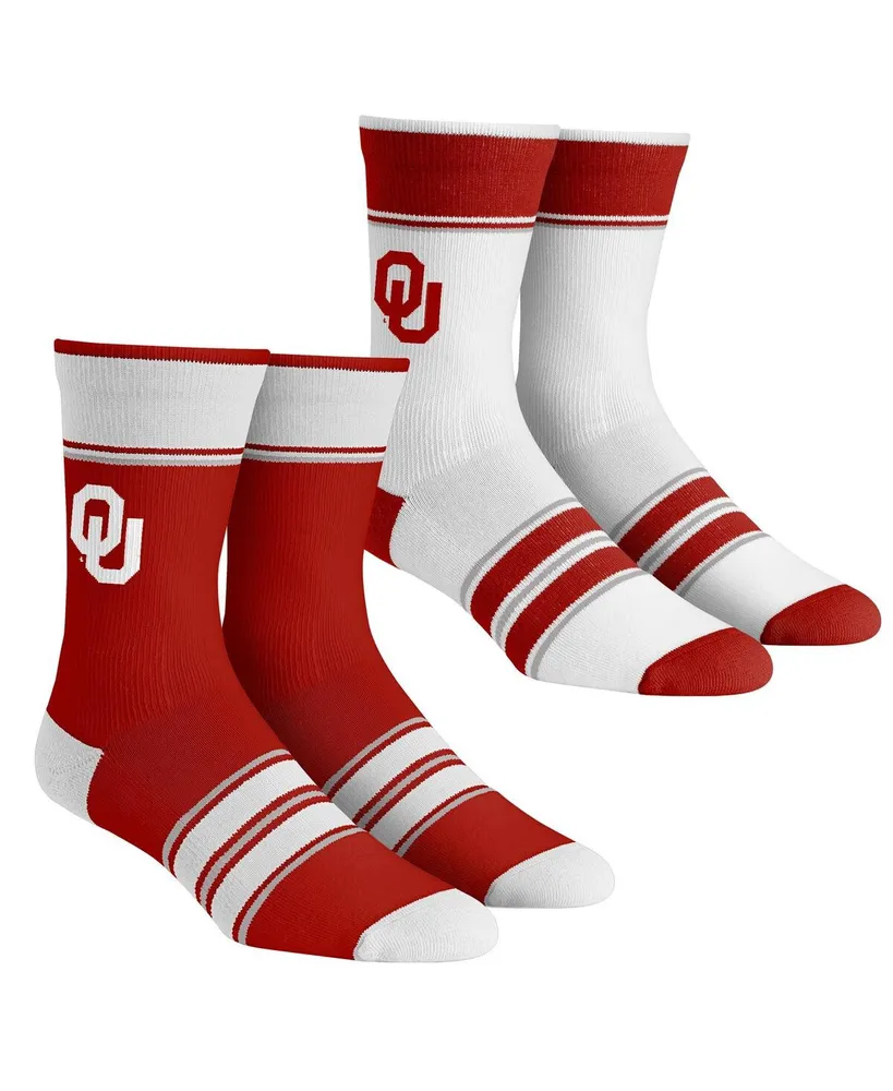 Youth Boys and Girls Rock 'Em Socks Oklahoma Sooners Multi-Stripe 2-Pack Team Crew Sock Set