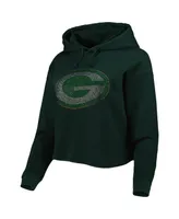 Women's Cuce Green Bay Packers Crystal Logo Cropped Pullover Hoodie