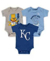 Infant Boys and Girls Royal, Light Blue, Heathered Gray Kansas City Royals 3-Pack Change Up Bodysuit Set