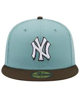 Men's New Era Light Blue and Brown York Yankees 1999 World Series Beach Kiss 59FIFTY Fitted Hat