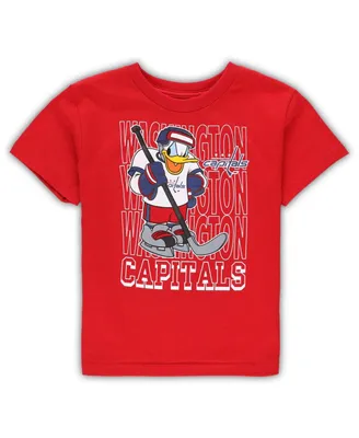Preschool Boys and Girls Red Washington Capitals Disney Three-Peat Logo T-shirt