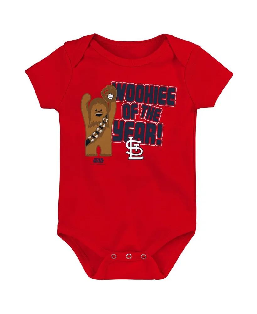 Newborn and Infant Boys Girls Red St. Louis Cardinals Star Wars Wookie Of The Year Bodysuit