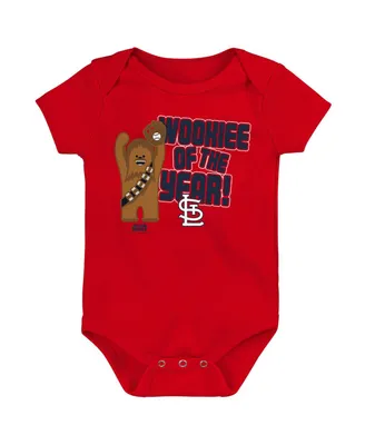 Newborn and Infant Boys Girls Red St. Louis Cardinals Star Wars Wookie Of The Year Bodysuit