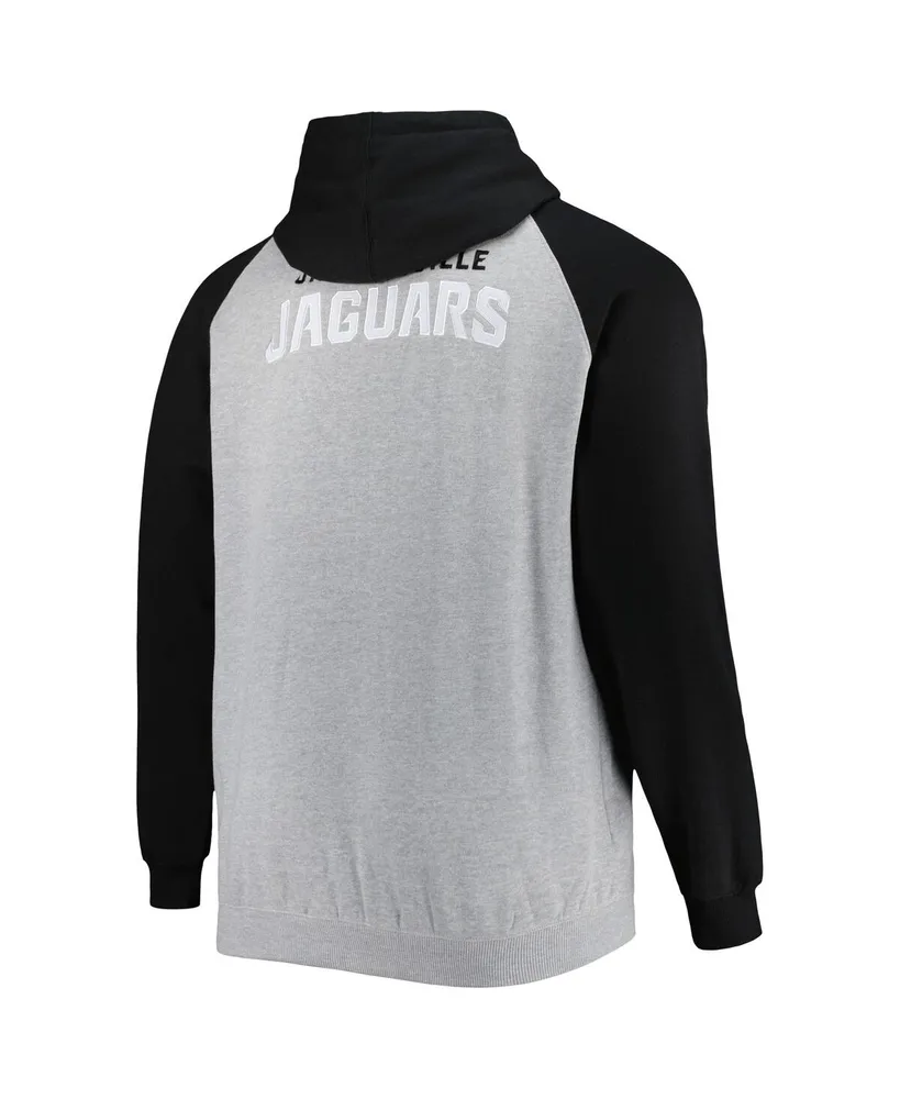 Men's Heather Gray Jacksonville Jaguars Big and Tall Fleece Raglan Full-Zip Hoodie Jacket