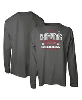 Women's Blue 84 Gray Georgia Bulldogs Four-Time College Football National Champions Overdye Long Sleeve T-shirt