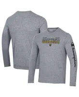 Men's Champion Heather Gray Vegas Golden Knights Tri-Blend Long Sleeve T-shirt