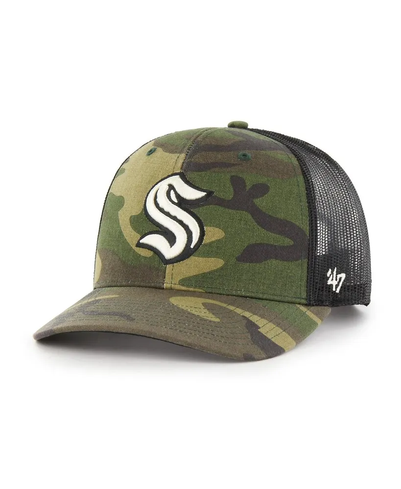 Men's '47 Brand Camo, Black Seattle Kraken Trucker Snapback Hat