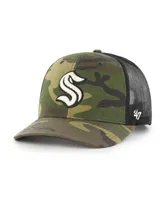 Men's '47 Brand Camo, Black Seattle Kraken Trucker Snapback Hat