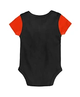 Newborn and Infant Boys Girls Black, Orange San Francisco Giants Little Champ Three-Pack Bodysuit Bib Booties Set