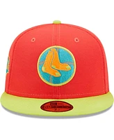 Men's New Era Red, Neon Green Boston Red Sox Lava Highlighter Combo 59Fifty Fitted Hat