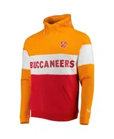 Men's New Era Red and Orange Tampa Bay Buccaneers Colorblock Throwback Pullover Hoodie