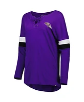 Women's New Era Purple Baltimore Ravens Athletic Varsity Lace-Up Long Sleeve T-shirt