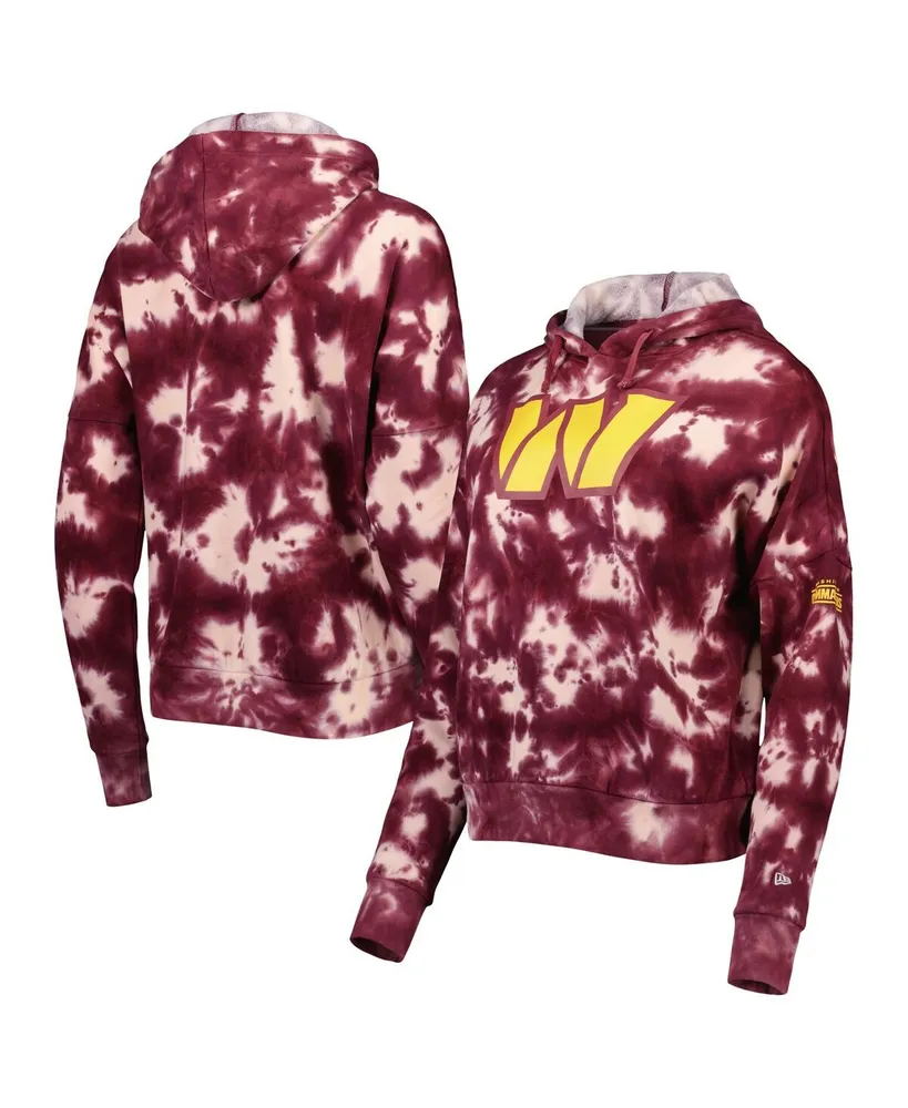 Women's New Era Burgundy Washington Commanders Cloud Dye Fleece Pullover Hoodie