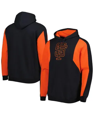 Men's Mitchell & Ness Black and Orange San Francisco Giants Colorblocked Fleece Pullover Hoodie