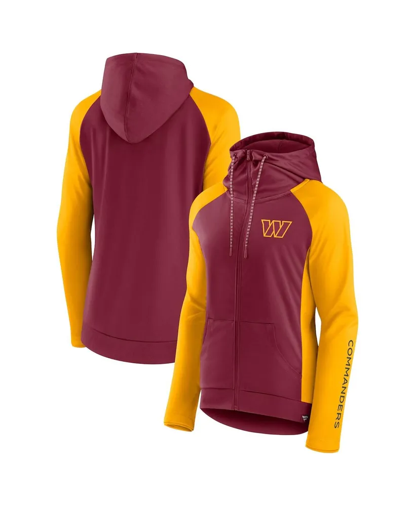 Women's Fanatics Burgundy, Gold Washington Commanders End Around Raglan Full-Zip Hoodie