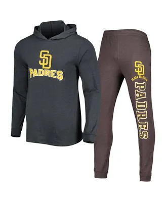Men's Concepts Sport Heather Brown and Charcoal San Diego Padres Meter Hoodie Joggers Set