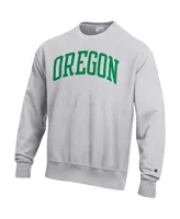 Men's Champion Heathered Gray Oregon Ducks Arch Reverse Weave Pullover Sweatshirt