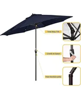 California Umbrella Aluminum Crank Open Navy Olefin Patio Umbrella, 9'
