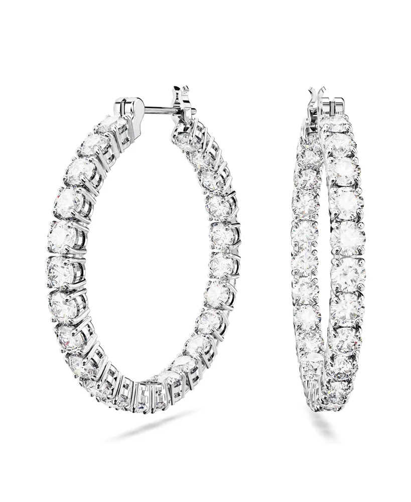 Swarovski Crystal Round Cut Matrix Hoop Earrings