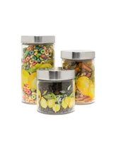 American Atelier Lemon Branches Glass Canisters Set, 3 Piece