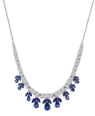 Blue Sapphire (6 ct. t.w.) & White Sapphire (4-7/8 ct. t.w.) Dangle 17" Statement Necklace in Sterling Silver