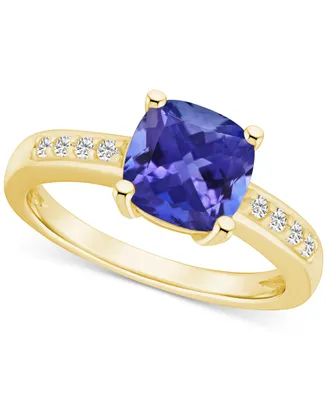 Tanzanite (2-1/3 ct. t.w.) & Diamond (1/8 Cushion Ring 14k Gold