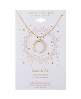 Unwritten 14k Gold Plated Cubic Zirconia Crescent Moon Pendant Necklace