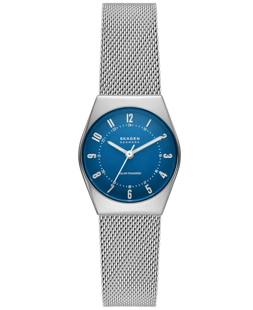 Skagen Women's Grenen Lille Solar-Powered Three Hand Silver-Tone Stainless Steel Watch, 26mm