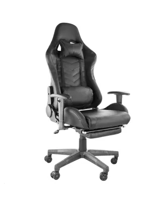 GameFitz Adjustable Gaming Chair with Retractable Foot Rest