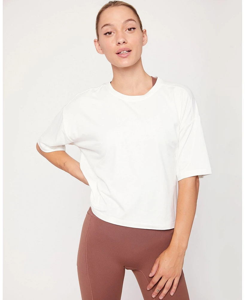 Rebody Active Women's Cozy Boxy Tee Short Sleeve for Women