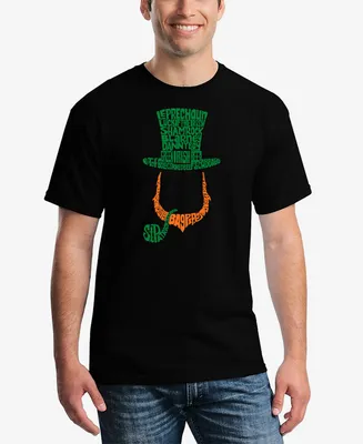 La Pop Art Men's Leprechaun Word Graphic T-shirt