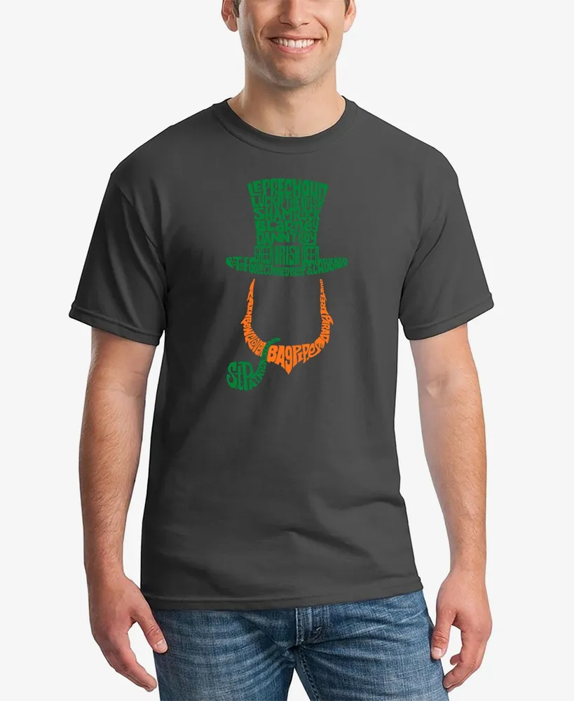 La Pop Art Men's Leprechaun Word Graphic T-shirt