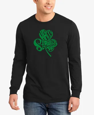 La Pop Art Men's St. Patrick's Day Shamrock Word Long Sleeve T-shirt