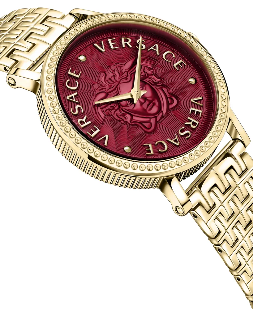 Versace Women's Swiss V-Dollar Gold Ion Plated Bracelet Watch 37mm